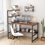 ALISENED Computer Desk with 4-Tier Storage Shelves, 43.3 inch Modern Large Office Desk Computer Table Studying Writing Desk Workstation with Bookshelf and Tower Shelf for Home Office - Image 2